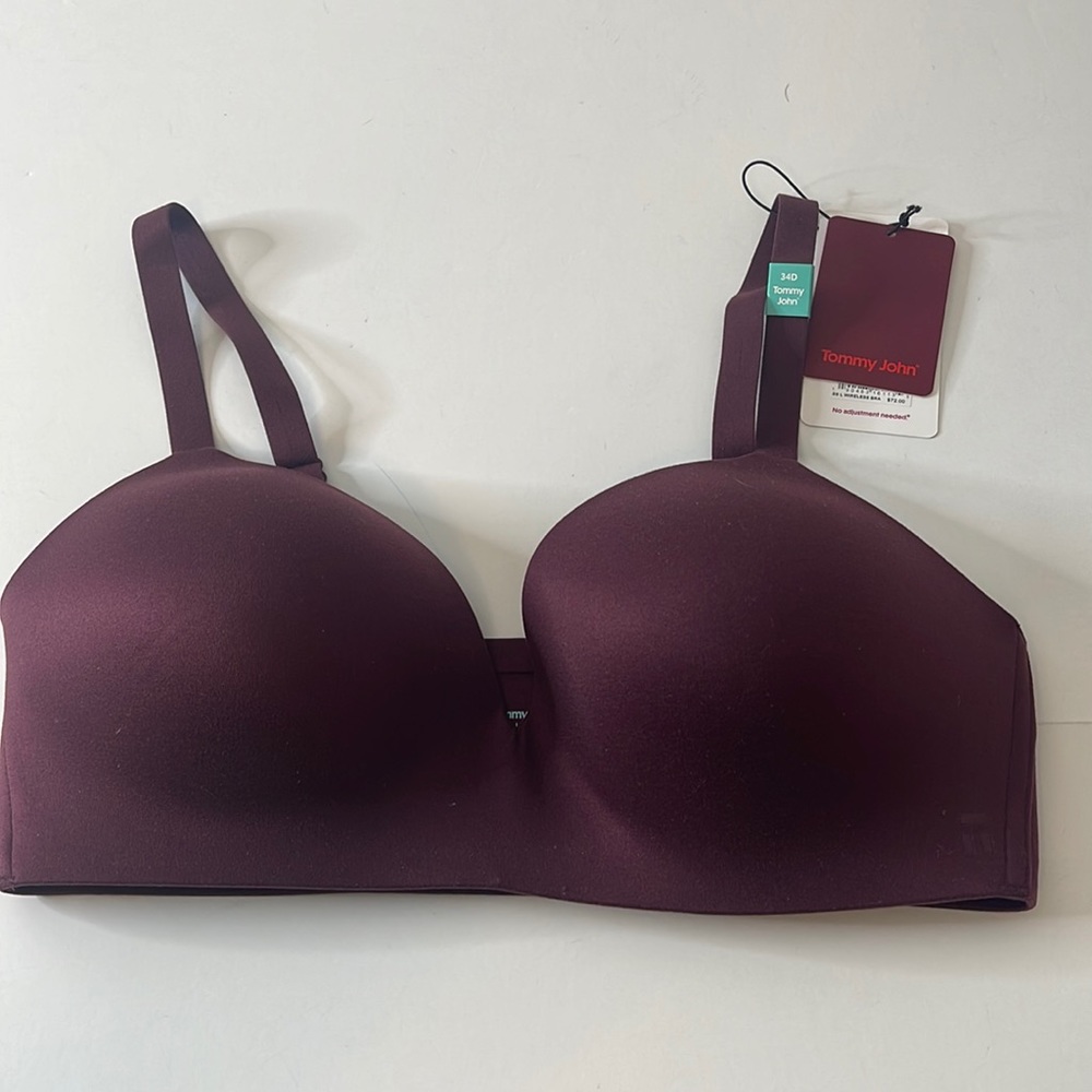 Tommy John Second Skin Lightly Lined Wireless Bra Winetasting 34D